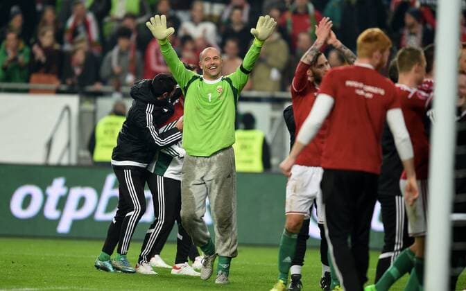 Fotball , 15. november 2014 , Play-off , Hungary - Norway EURO 2016 - Qualification: play-off 2 Hungary -Norway 2-0 jubel Ungarn Gabor Kiraly , Ungarn 