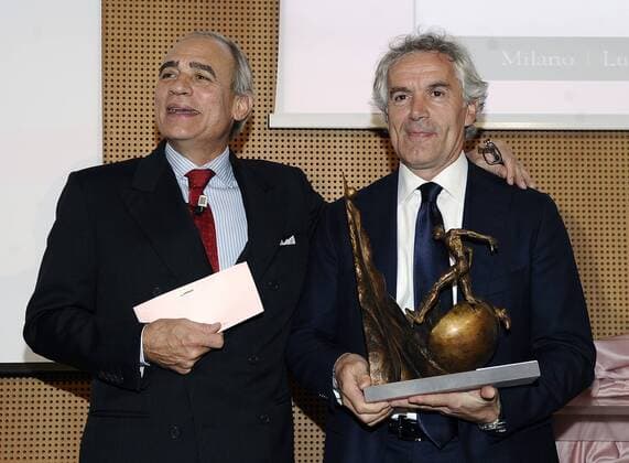 Fußball, Italien, RobertoxDonadoni erhält Premio Giacinto Facchetti Fußball, Italien, RobertoxDonadoni erhält Premio Giacinto Facchetti Db Milano 16 11 2015 Roberto Donadoni-Andrea Monti 