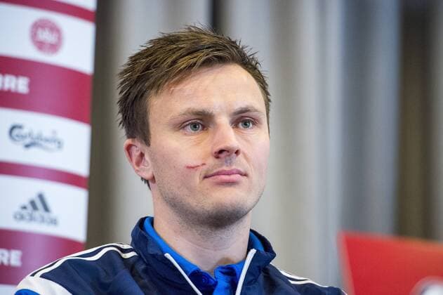 151116 Danmarks William Kvist under en presskonferens med Danmarks landslag i fotboll den 16 november 2015 i Helsingör.  Copyright: LUDVIGxTHUNMAN BB151116LT023