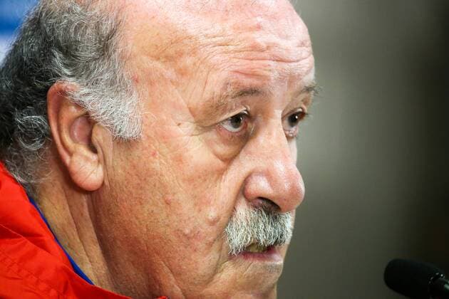 Fußball, PK Nationalteam Spanien - BRUSSELS, BELGIUM: Spain s head coach Vicente del Bosque pictured during a press conference PK Pressekonferenz of the Spanish national soccer team, Monday 16 November 2015, in Brussels. Tomorrow Spain is playing the Red Devils, the Belgian national soccer team, in preparation of the Euro2016 European Championships.  x04741423x