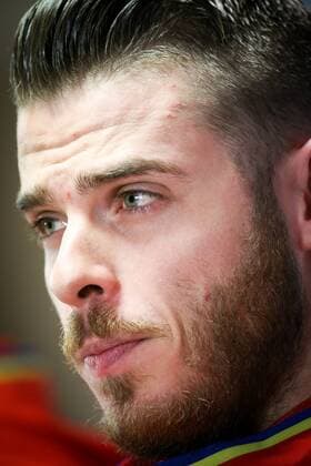 Fußball, PK Nationalteam Spanien - BRUSSELS, BELGIUM: Spain s goalkeeper David de Gea pictured during a press conference PK Pressekonferenz of the Spanish national soccer team, Monday 16 November 2015, in Brussels. Tomorrow Spain is playing the Red Devils, the Belgian national soccer team, in preparation of the Euro2016 European Championships. VIRGINIExLEFOUR  x04741433x