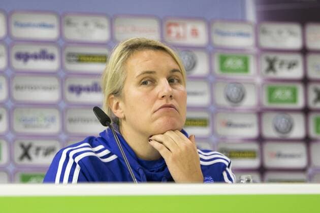 Fußball, UWCL, Abschlusstraining und Pressekonferenz VfL Wolfsburg; Emma Hayes (Trainerin Chelsea) Porträt, Portrait, Einzelbild. xtgx