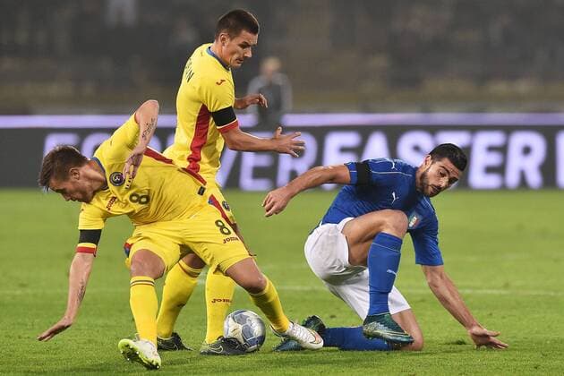 Mihai Pintilii, Ovidiu Hoban Romania, Graziano Pelle Italia Bologna 17-11-2015 Stadio Dall Ara Football Calcio 2015 2016 Italia - Romania Amichevole Italy - Romania Friendly match andreaxstaccioli
