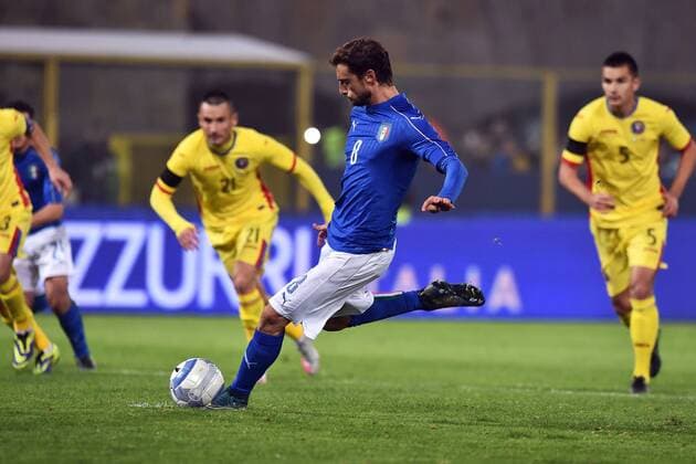 Gol Rigore Claudio Marchisio Italia Goal celebration - Bologna 17-11-2015 Stadio Dall Ara Football Calcio 2015 2016 Italia - Romania Länderspiel Italy - Romania Friendly match andreaxstaccioli