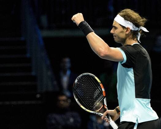 18.11.2015. The O2, London, England. ATP Tennis Herren Tennis Tour Finals. Day 4. Rafael Nadal (ESP) 5 celebrates his win over Andy Murray (GBR) 2 . Nadal won the match in straight sets 6-4, 6-1. xStephenxBartholomewx  ActionPlus11682678