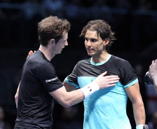 TENNIS - ATP Tennis Herren World Tour Finals 2015 LONDON,ENGLAND,18.NOV.15 - TENNIS - ATP World Tour, World Tour Finals 2015. Image shows Andy Murray (GRB) and Rafael Nadal (ESP). GEPAxpictures xAlanxGrieves