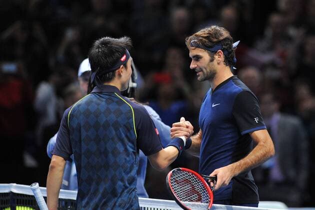Roger Federer (Sui) vs Kei Nishikori (Jap) TENNIS : ATP Tennis Herren WORLD TOUR FINALS 2015 - 19 11 2015 TennisMagazine Panoramic 