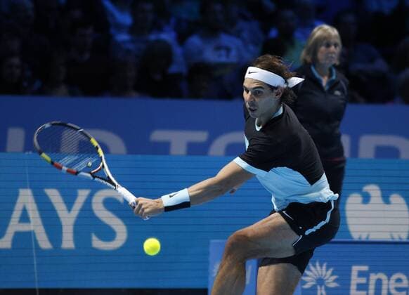20.11.2015 the O2 London, England. ATP Tennis Herren Tour Finals Day 6. Rafael Nadal (ESP) defeats David Ferrer (ESP) by a score 6-7,6-3,6-4 during Day Six Barclays ATP World Tour Finals from the O2 Arena xHongboxChenx  ActionPlus11682978
