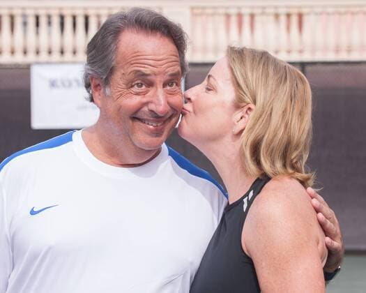 Nov. 20, 2015 - Boca Raton, Florida, US - Tennis legend Chris Evert kisses Jon Lovitz, comedian, actor, and singer, best known as a cast member of NBCÃ¢â‚¬â ¢s Saturday Night Live, during media day at 26th Annual Chris Evert Raymond James Pro-Celebrity Tennis Classic at the Boca Raton Resort & Club in Florida. Chris Evert Charities has raised almost $ 22 million for FloridaÃ¢â‚¬â ¢s most at-risk children. Chris Evert Kisses Jon Lovitz - ZUMAd84_