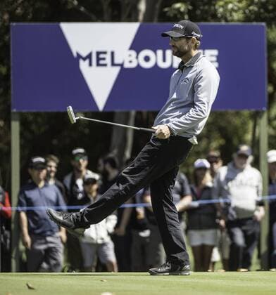 Nov. 21, 2015 - Melbourne, Victoria, Australia - George McNeill of the United States reacts to his birdie putt on the tenth green during day 3 of the 2015 Australian Masters at Huntingdale Golf Club in Melbourne, Australia. Golf 2015 - Australian Masters Day 3 - ZUMAk106