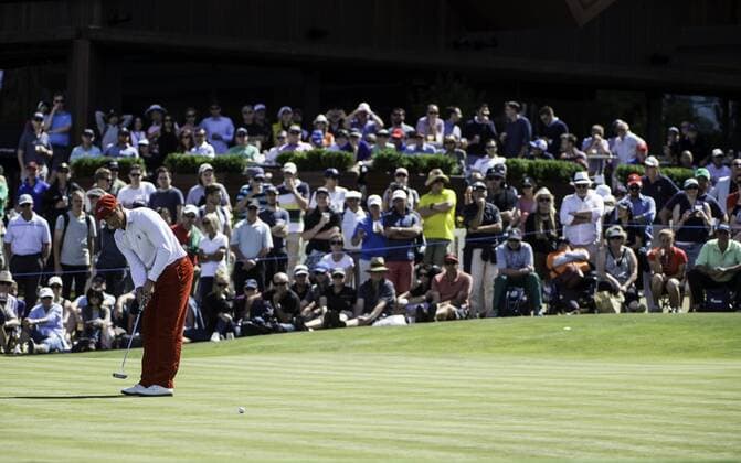 Nov. 22, 2015 - Melbourne, Victoria, Australia - Bryson DeChambeau of the United States putts on the eighteenth green during day 4 2015 Australian Masters at Huntingdale Golf Club in Melbourne, Australia. Golf 2015 - Peter Senior wins the 2015 Australian Masters - ZUMAk106