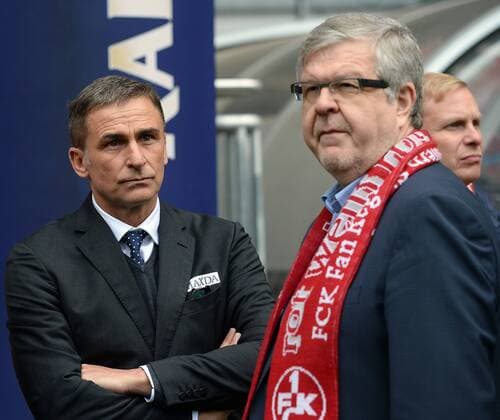 22.11.2015, xjhx, Fussball 1.Bundesliga, 1.FC Kaiserlautern - FSV Frankfurt, emspor, v.l. Vorstandsvorsitzender Manager Stefan Kuntz (1. FC Kaiserslautern), Prof. Dr. Dieter Rombach (Aufsichtsratsvorsitzender 1. FC Kaiserslautern)