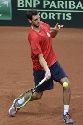 - GENT, BELGIUM: Britain s James Ward pictured during a training practice ahead of the Davis Cup World Group final between Belgium and Great Britain, Tuesday 24 November 2015, at Flanders Expo in Gent. The final will be played from 27 to 29 November 2015 in Gent Flanders Expo. DIRKxWAEM  x04745008x