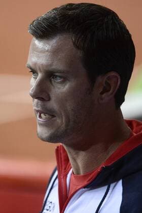 - GENT, BELGIUM: Britain s captain Leon Smith pictured during a training practice ahead of the Davis Cup World Group final between Belgium and Great Britain, Tuesday 24 November 2015, at Flanders Expo in Gent. The final will be played from 27 to 29 November 2015 in Gent Flanders Expo. DIRKxWAEM  x04745010x