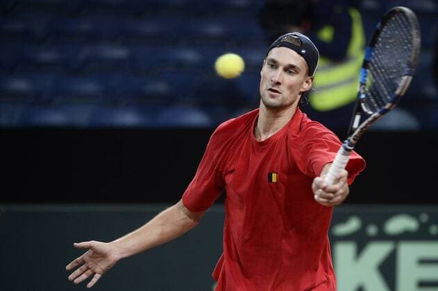 Tennis, Davis Cup Finale in Belgien - Training Belgien - GENT, BELGIUM: Belgian Ruben Bemelmans pictured during a training practice ahead of the Davis Cup World Group final between Belgium and Great Britain, Tuesday 24 November 2015, at Flanders Expo in Gent. The final will be played from 27 to 29 November 2015 in Gent Flanders Expo. DIRKxWAEM  x04745147x