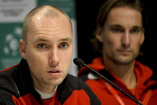 Tennis, Davis Cup Finale in Belgien - PK Belgien - GENT, BELGIUM: Belgian Steve Darcis pictured during a press conference PK Pressekonferenz ahead of the Davis Cup World Group final between Belgium and Great Britain, Tuesday 24 November 2015, at Flanders Expo in Gent. The final will be played from 27 to 29 November 2015 in Gent Flanders Expo. DIRKxWAEM  x04745338x