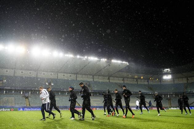 Fußball, Champions League, Paris St. Germain Training 151124 PSG:s spelare under en träning inför fotbollsmatchen i Champions League den 24 november 2015 i Malmö.  Copyright: PETTERxARVIDSON BB151124PA135