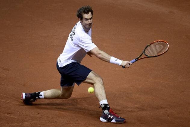 - GENT, BELGIUM: Britain s Andy Murray pictured during a training practice ahead of the Davis Cup World Group final between Belgium and Great Britain, Wednesday 25 November 2015, at Flanders Expo in Gent. The final will be played from 27 to 29 November 2015 in Gent Flanders Expo. DIRKxWAEM  x04745992x