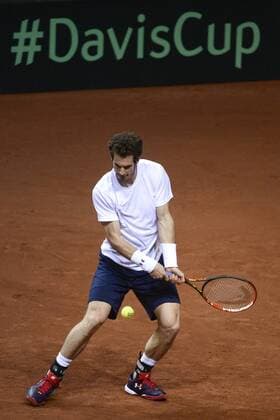 - GENT, BELGIUM: Britain s Andy Murray pictured during a training practice ahead of the Davis Cup World Group final between Belgium and Great Britain, Wednesday 25 November 2015, at Flanders Expo in Gent. The final will be played from 27 to 29 November 2015 in Gent Flanders Expo. DIRKxWAEM  x04745993x