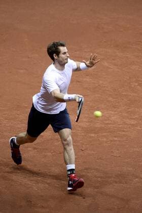 - GENT, BELGIUM: Britain s Andy Murray pictured during a training practice ahead of the Davis Cup World Group final between Belgium and Great Britain, Wednesday 25 November 2015, at Flanders Expo in Gent. The final will be played from 27 to 29 November 2015 in Gent Flanders Expo. DIRKxWAEM  x04745994x