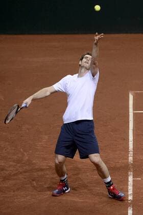 - GENT, BELGIUM: Britain s Andy Murray pictured during a training practice ahead of the Davis Cup World Group final between Belgium and Great Britain, Wednesday 25 November 2015, at Flanders Expo in Gent. The final will be played from 27 to 29 November 2015 in Gent Flanders Expo. DIRKxWAEM  x04745997x