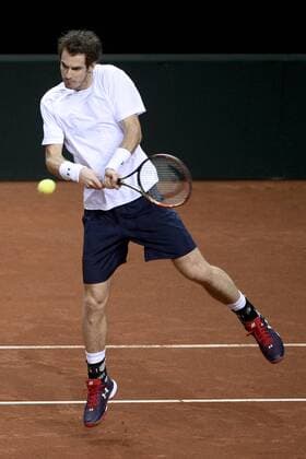 - GENT, BELGIUM: Britain s Andy Murray pictured during a training practice ahead of the Davis Cup World Group final between Belgium and Great Britain, Wednesday 25 November 2015, at Flanders Expo in Gent. The final will be played from 27 to 29 November 2015 in Gent Flanders Expo. DIRKxWAEM  x04745990x