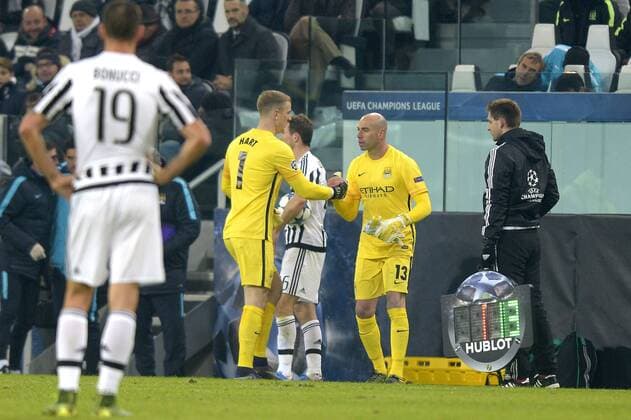 Willy Caballero , Joe Hart City, substitution, Torino 25-11-2015 Juventus Stadium Football Calcio Champions League 2015 2016 Group Stage Group D Juventus Turin vs. Manchester City filippoxalfero