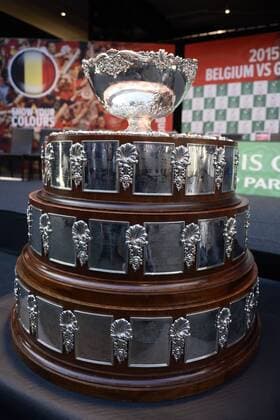 - GENT, BELGIUM: Illustration shows the trophy during the drawing of the games ahead of the Davis Cup World Group final between Belgium and Great Britain, Thursday 26 November 2015, at Flanders Expo in Gent. The final will be played from 27 to 29 November 2015 in Gent Flanders Expo. DIRKxWAEM  x04746276x