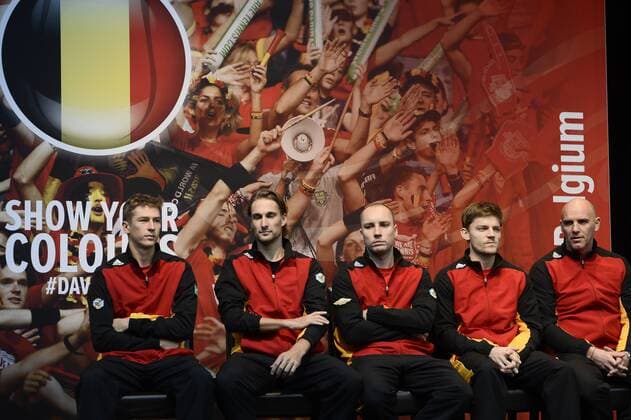 - GENT, BELGIUM: Belgian Kimmer Coppejans, Belgian Ruben Bemelmans, Belgian Steve Darcis, Belgian David Goffin and Belgian captain Johan Van Herck pictured at the drawing of the games ahead of the Davis Cup World Group final between Belgium and Great Britain, Thursday 26 November 2015, at Flanders Expo in Gent. The final will be played from 27 to 29 November 2015 in Gent Flanders Expo. DIRKxWAEM  x04746291x