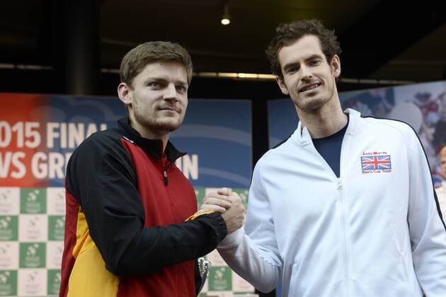 - GENT, BELGIUM: Belgian David Goffin and Britain s Andy Murray pictured during the drawing of the games ahead of the Davis Cup World Group final between Belgium and Great Britain, Thursday 26 November 2015, at Flanders Expo in Gent. The final will be played from 27 to 29 November 2015 in Gent Flanders Expo. DIRKxWAEM  x04746325x