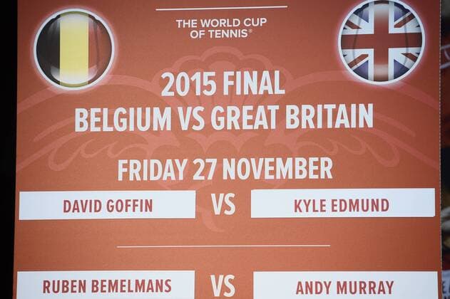 - GENT, BELGIUM: Illustration shows the drawing of the games ahead of the Davis Cup World Group final between Belgium and Great Britain, Thursday 26 November 2015, at Flanders Expo in Gent. The final will be played from 27 to 29 November 2015 in Gent Flanders Expo. DIRKxWAEM  x04746310x