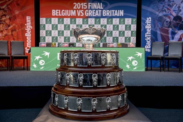 - GENT, BELGIUM: The cup for the winner during the drawing of the games ahead of the Davis Cup World Group final between Belgium and Great Britain, Thursday 26 November 2015, at Flanders Expo in Gent. The final will be played from 27 to 29 November 2015 in Gent Flanders Expo. DIRKxWAEM  x04746389x