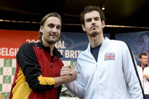 - GENT, BELGIUM: Belgian Ruben Bemelmans and Britain s Andy Murray pictured during the drawing of the games ahead of the Davis Cup World Group final between Belgium and Great Britain, Thursday 26 November 2015, at Flanders Expo in Gent. The final will be played from 27 to 29 November 2015 in Gent Flanders Expo. DIRKxWAEM  x04746405x
