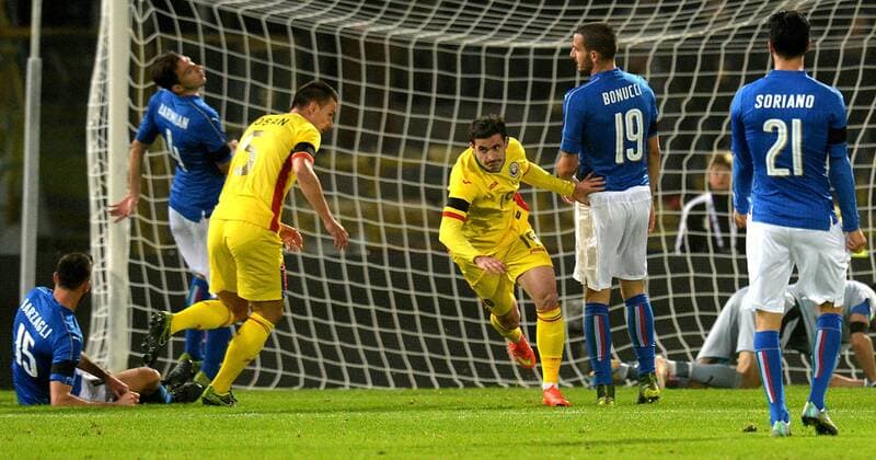 Fußball, Länderspiel, Herren, Italien - Rumänien Football - soccer: international match Länderspiel Italy - Romania, Stancu esulta dopo il gol (Hinweis: Verwendung nur in Deutschland - only Germany) xHOCHxZWEIx xItalyxPhotoxPressx 