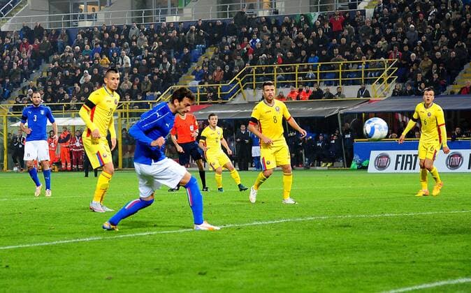 Fußball, Länderspiel, Herren, Italien - Rumänien Football - soccer: international match Länderspiel Italy - Romania, il gol di Manolo Gabbiadini (Hinweis: Verwendung nur in Deutschland - only Germany) xHOCHxZWEIx xItalyxPhotoxPressx 