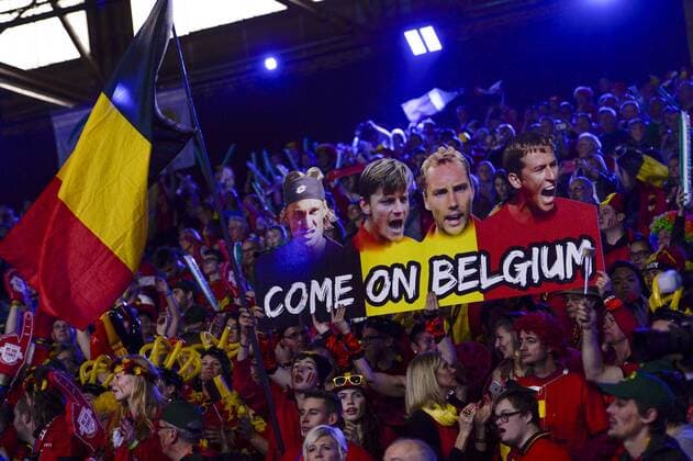 Tennis, Davis Cup Finale, Belgien - Großbritannien - GENT, BELGIUM: Belgian supporters pictured during the first game between Belgian David Goffin and Britain Kyle Edmund in the Davis Cup World Group final between Belgium and Great Britain, Friday 27 November 2015, at Flanders Expo in Gent. DIRKxWAEM  x04747230x