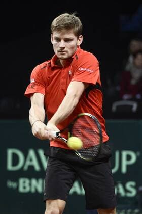 Tennis, Davis Cup Finale, Belgien - Großbritannien - GENT, BELGIUM: Belgian David Goffin pictured during the first game between Belgian David Goffin and Britain Kyle Edmund in the Davis Cup World Group final between Belgium and Great Britain, Friday 27 November 2015, at Flanders Expo in Gent. DIRKxWAEM  x04747239x