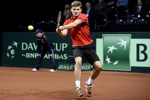 Tennis, Davis Cup Finale, Belgien - Großbritannien - GENT, BELGIUM: Belgian David Goffin pictured during the first game between Belgian David Goffin and Britain Kyle Edmund in the Davis Cup World Group final between Belgium and Great Britain, Friday 27 November 2015, at Flanders Expo in Gent. DIRKxWAEM  x04747240x