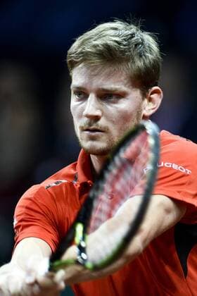 Tennis, Davis Cup Finale, Belgien - Großbritannien - GENT, BELGIUM: Belgian David Goffin pictured in action during the first game between Belgian David Goffin and Britain Kyle Edmund in the Davis Cup World Group final between Belgium and Great Britain, Friday 27 November 2015, at Flanders Expo in Gent. DIRKxWAEM  x04747257x