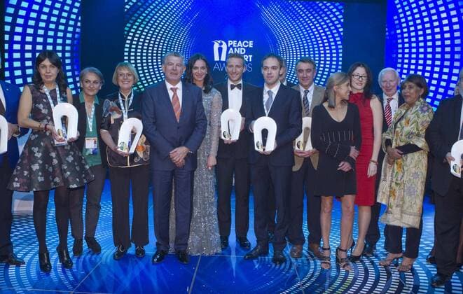 Monaco, Monte Carlo - November 26, 2015: Awards Gala at 8th Peace and International Forum Monaco with Forum Found Joel Bouzou an all the Winners. Prizegiving Gala at 8th Peace and Sport International Forum Monaco