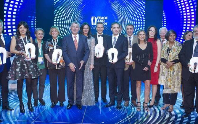 Monaco, Monte Carlo - November 26, 2015: Awards Gala at 8th Peace and International Forum Monaco with Forum Found Joel Bouzou an all the Winners. Prizegiving Gala at 8th Peace and Sport International Forum Monaco