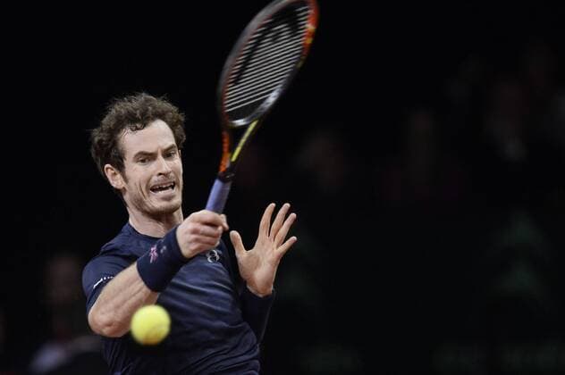 - GENT, BELGIUM: Britain s Andy Murray pictured in action during the second game between Belgian Ruben Bemelmans and Britain Andy Murray in the Davis Cup World Group final between Belgium and Great Britain, Friday 27 November 2015, at Flanders Expo in Gent. DIRKxWAEM  x04747540x
