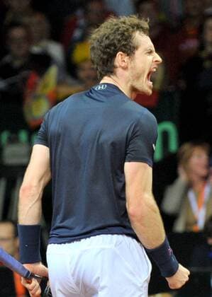 Tennis - 2015 Davis Cup by BNP Paribas - World Group Final: Belgium vs. Great Britain Day One Rubber Two: Singles Ruben Bemelmans (Bel) vs. Andy Murray (GB) Great Britain s Andy Murray celebrates winning the match at the Flanders Expo, Ghent. COLORSPORT JANE BARLOW 