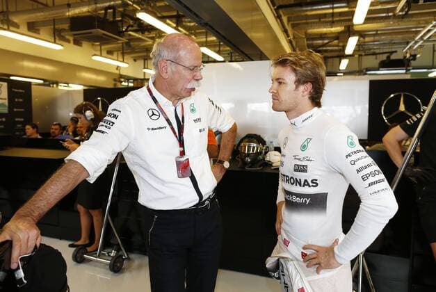 Motorsports: FIA Formula One World Championship WM Weltmeisterschaft 2015, Grand Prix of Abu Dhabi, Dr. Dieter Zetsche (Chairman of the Board of Management of Daimler AG, Head of Mercedes-Benz Cars), 6 Nico Rosberg (GER, Mercedes AMG Petronas Formula One Team), xHOCHxZWEIx