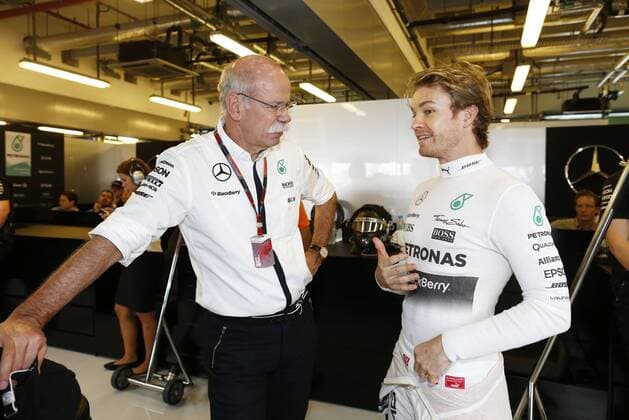 Motorsports: FIA Formula One World Championship WM Weltmeisterschaft 2015, Grand Prix of Abu Dhabi, Dr. Dieter Zetsche (Chairman of the Board of Management of Daimler AG, Head of Mercedes-Benz Cars), 6 Nico Rosberg (GER, Mercedes AMG Petronas Formula One Team), xHOCHxZWEIx