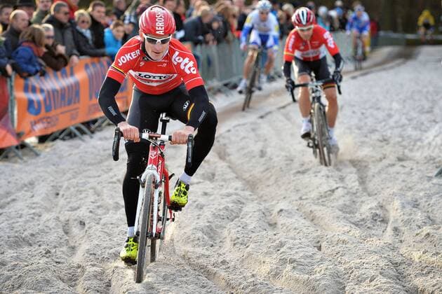 - MOL, BELGIUM: German Andre Greipel of Lotto - Soudal pictured in action during the sixth edition of the Boonen and Friends cyclocross cyling race for charity, Saturday 28 November 2015 at the Zilvermeer site in Mol. DAVIDxSTOCKMAN  x04747956x