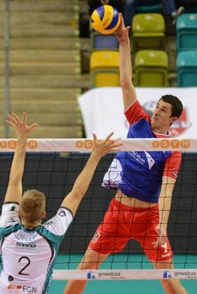 28.11.2015, xtkx, Volleyball 1.Bundesliga, United Volleys - SWD Powervolleys Düren, emspor v.l. Rudy Verhoeff (Dueren) , Georg Escher (United Volleys) ,