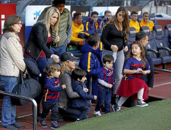 League BBVA match played between FC Barcelona and Real Sociedad. In this picture, Sofia Balbi, Luis Suarez wife, Shakira, Pique wife, Antonella Roccuzzo, Lionel Messi s wife. xFRANCESCxADELANTADOx 
