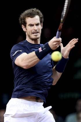 - GENT, BELGIUM: Britain s Andy Murray pictured in action during the fourth game in the Davis Cup tennis World Group final between Belgium and Great Britain, a game of Belgian David Goffin versus Britain s Andy Murray, Sunday 29 November 2015 at Flanders Expo in Gent. DIRKxWAEM  x04748504x