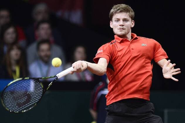 - GENT, BELGIUM: Belgian David Goffin pictured in action during the fourth game in the Davis Cup tennis World Group final between Belgium and Great Britain, a game of Belgian David Goffin versus Britain s Andy Murray, Sunday 29 November 2015 at Flanders Expo in Gent. DIRKxWAEM  x04748507x